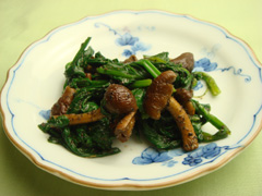 原木くりたけとほうれん草のごま和え