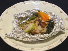 原木くりたけと豚肉のホイル焼き